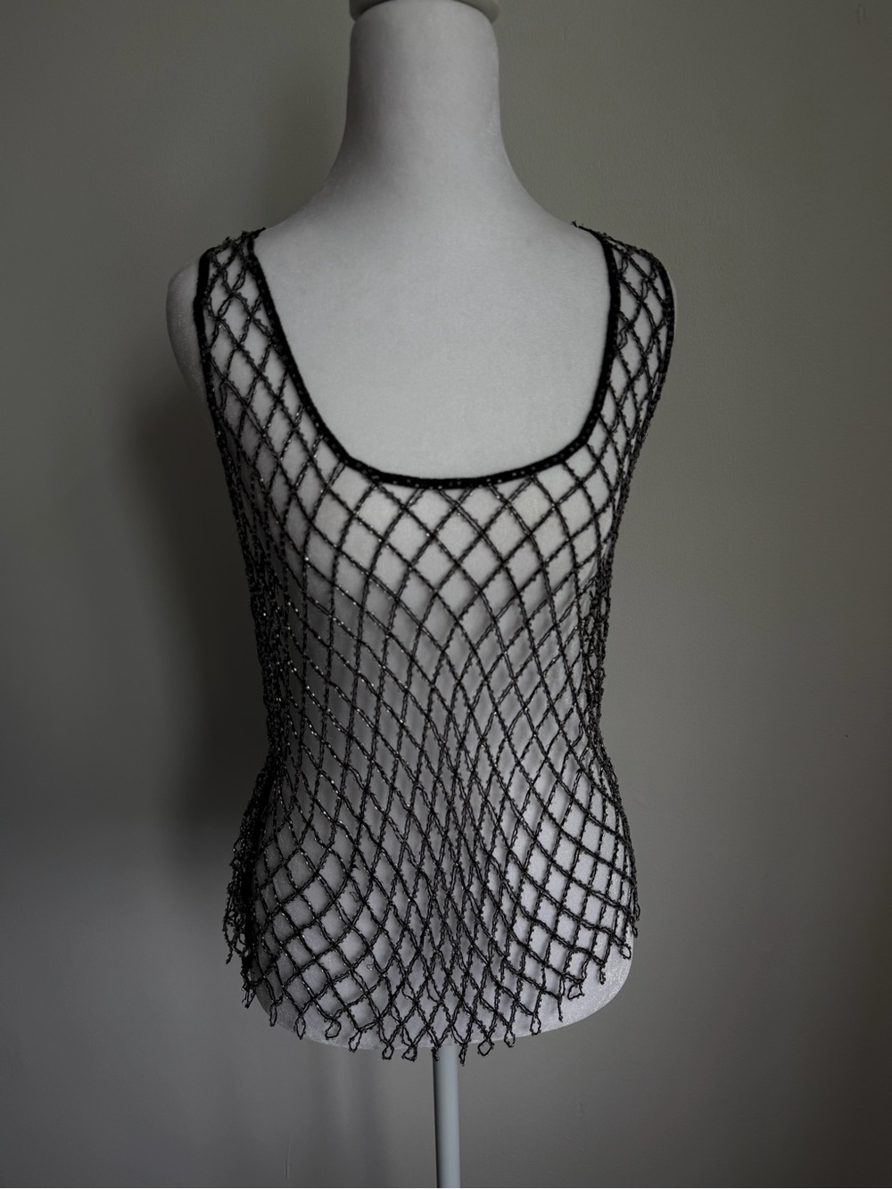 Zara Black Beaded Mesh Tank Top